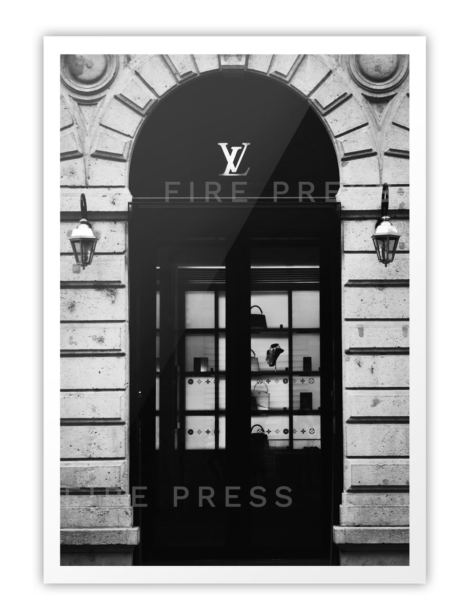 Black and white Louis Vuitton Shop Front Print A4/A3 Print.