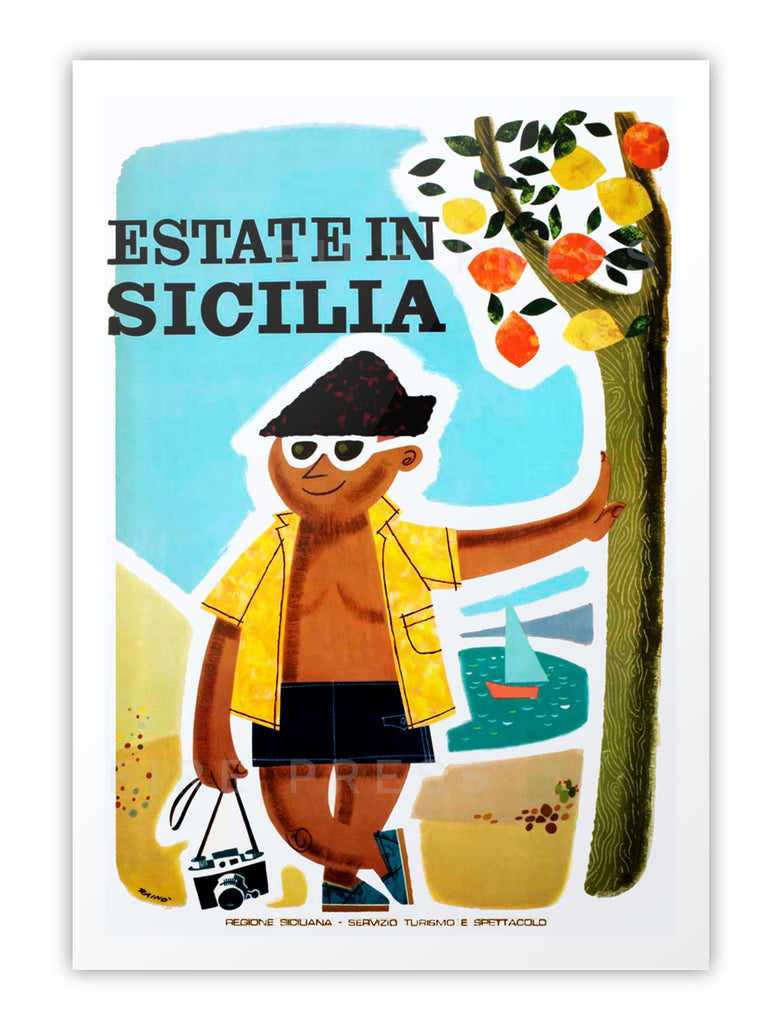 Restored Vintage Sicily/Sicilia Poster